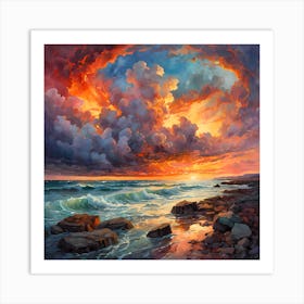 Sundown Over The Atlantic Ocean Of Gran Canaria Art Print