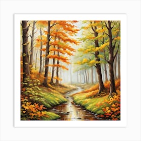 Forest In Autumn In Minimalist Style Square Composition 175 Art Print