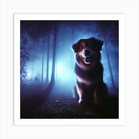 Dog In The Woods Art Print