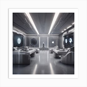 Create A Cinematic, Futuristic Appledesigned Mood With A Focus On Sleek Lines, Metallic Accents, And A Hint Of Mystery 9 Art Print
