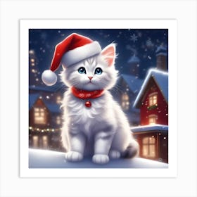 Cute Christmas Kitten 3 Art Print