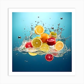 Fruit Splashing In Water 1 Art Print