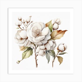 Cotton Flower branch 2 Art Print