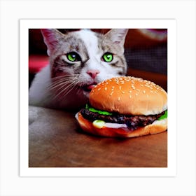 Burger Cat Art Print