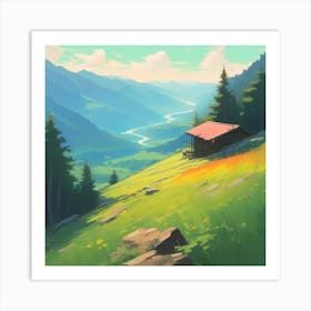 Cabin In The Mountains 4 Art Print