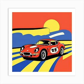 Vibrant Halftone Racing Scene Artwork Art Print