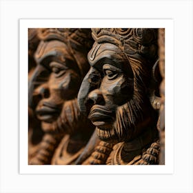 Row Of Indian Statues Art Print