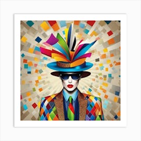 Woman In A Colorful Hat Art Print