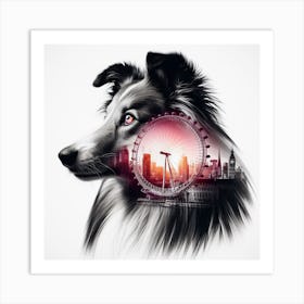 Collie silhouette 5 Art Print