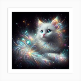 White Cat With Blue Eyes 12 Art Print