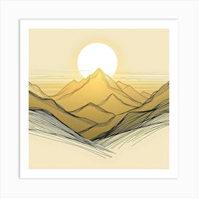 Mountains And Sun Art Print