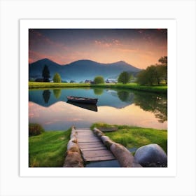 Sunset By The Lake Art Print