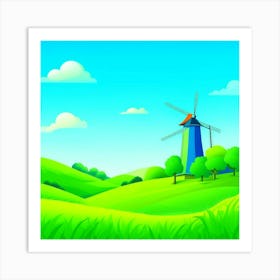 Cartoon Windmill Art Print