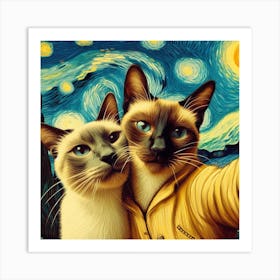 Starry Night Cats Art Print