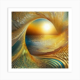 Golden ocean waves Art Print