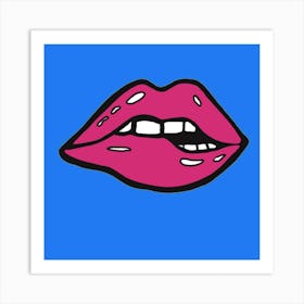 Lips blue Art Print