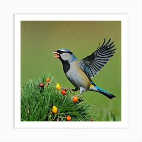 Bird Natural Wild Wildlife Tit Sparrows Sparrow Blue Red Yellow Orange Brown Wing Wings (43) Art Print