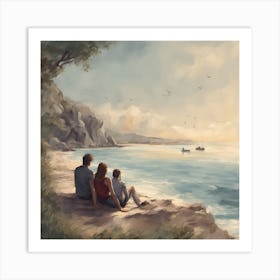 Family By The Sea Art Print