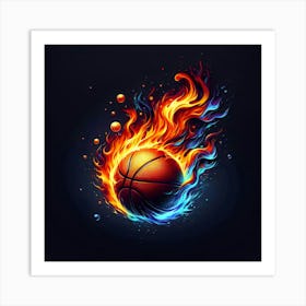 Basketball Ball In Fire Art Print