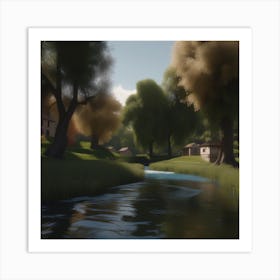 River And Trees 1 Art Print