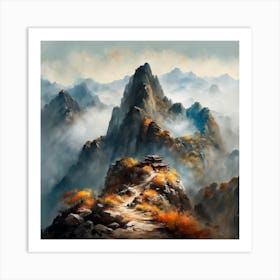 Chinese Mountains Landscape Painting (157) Art Print