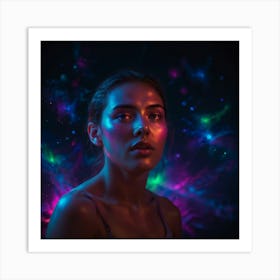 Psychedelic Girl In Space Art Print