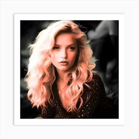 Portrait of a woman with blond hair. Tinted monochrome print. Art Print