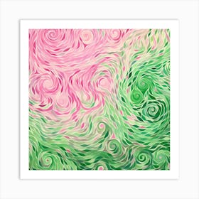 Abstract In Pink And Green Art Print