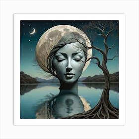 Woman With A Tree Art Print