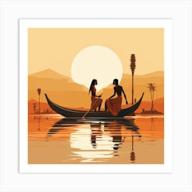 Egyptian Couple In Boat Art Print