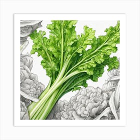 Frame Created From Celery On Edges And Nothing In Middle Ultra Hd Realistic Vivid Colors Highly (6) Art Print