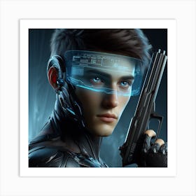 Young Man Holding A Gun 1 Art Print