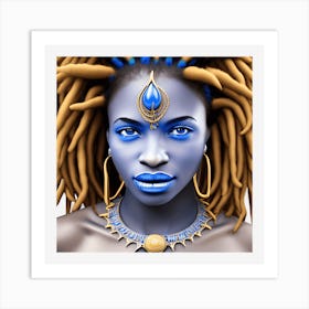 Blue Goddess Dreadlocks Art Print