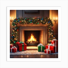 Christmas Fireplace 1 Art Print