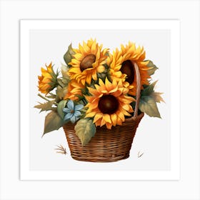 Sunflowers In A Basket Art Print