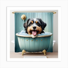 Dog In A Tub Art Print