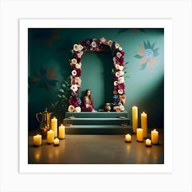 Girl In A Flower Arch Art Print