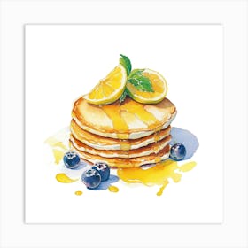 Pancakes With Lemons And Blueberries Art Print