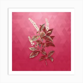 Vintage Virginia Sweetspire Botanical in Gold on Viva Magenta Art Print