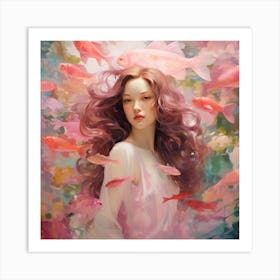 Woman in Pink Fantasy Art Print