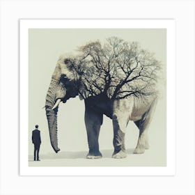 Elephant And Tree Art Print