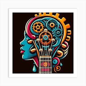 Psychedelic Guitar Head Art Print