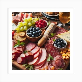 Platter Of Cheese And Meats Art Print