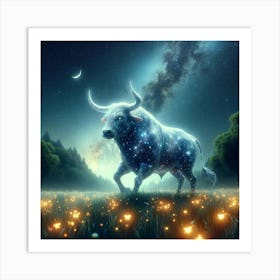 Bull In The Night Sky 7 Art Print