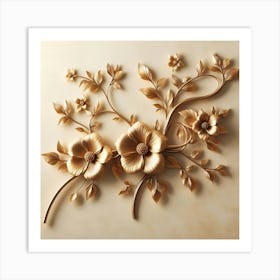 Gold Flower Wall Art Art Print