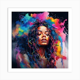 Woman With Colorful Hair 5 Art Print