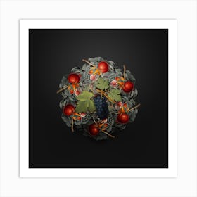 Vintage San Columbano Grapes Fruit Wreath on Wrought Iron Black n.2086 Art Print