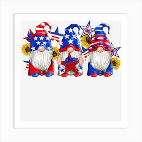 Limited Edition American Gnomes With Sunflowers 4th Of July Art Print