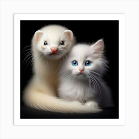 Ferret And Kitten 1 Art Print