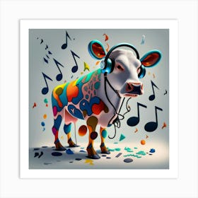 Cow With Music Notes 5 Art Print